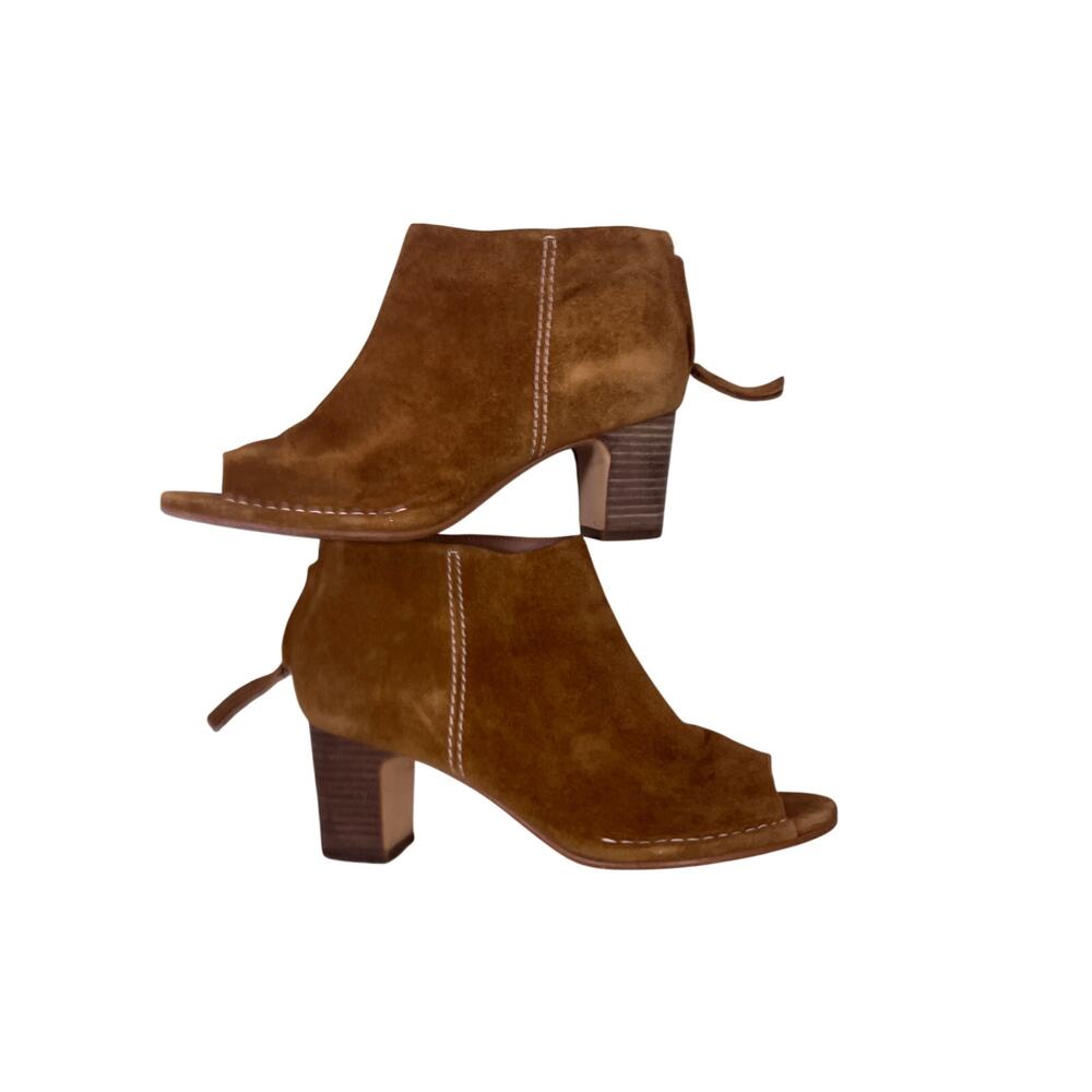 Clarks Brown Suede Open Toe Booties Women’s 7 Minimalist Ankle Boots